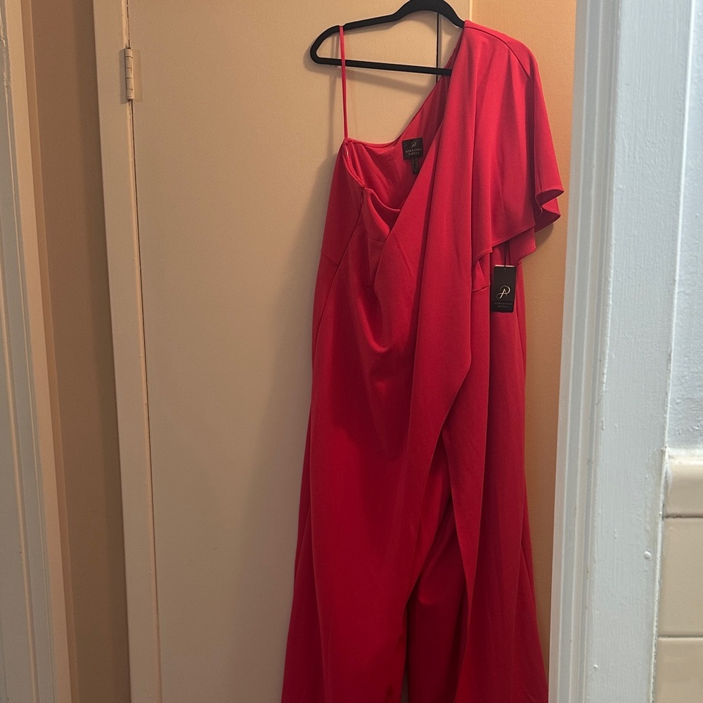 Adrianna Papell Pink One-Shoulder Jumpsuit
